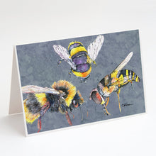 Load image into Gallery viewer, Bee Bees Times Three Greeting Cards -  Blank Note Cards – 8-Pack of Artist-Designed Cards with Envelopes