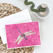 Load image into Gallery viewer, Dragonfly on Pink Greeting Cards -  Blank Note Cards – 8-Pack of Artist-Designed Cards with Envelopes