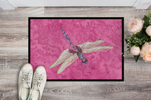 Load image into Gallery viewer, Dragonfly on Pink Doormat - 24x36 Decorative Floor Mat – Indoor/Outdoor Rug