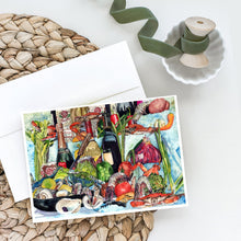 Load image into Gallery viewer, Wine Crab Shrimp and Oysters Greeting Cards -  Blank Note Cards – 8-Pack of Artist-Designed Cards with Envelopes