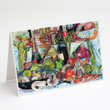 Load image into Gallery viewer, Wine Crab Shrimp and Oysters Greeting Cards -  Blank Note Cards – 8-Pack of Artist-Designed Cards with Envelopes