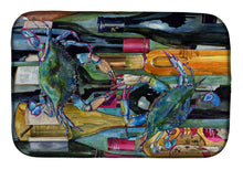 Load image into Gallery viewer, Blue Crabby Wine Bottles Dish Drying Mat – Absorbent, Artistic Kitchen Essentials 8917DDM