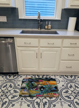 Load image into Gallery viewer, Blue Crabby Wine Bottles Machine Washable Memory Foam Mat 8917RUG