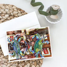 Load image into Gallery viewer, Blue Crabby New Orleans Beer Bottles Greeting Cards -  Blank Note Cards – 8-Pack of Artist-Designed Cards with Envelopes
