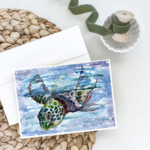 Load image into Gallery viewer, Loggerhead Turtle in a Dive Greeting Cards -  Blank Note Cards – 8-Pack of Artist-Designed Cards with Envelopes