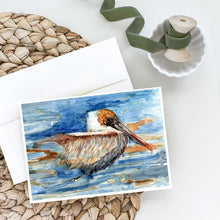 Load image into Gallery viewer, Pelican in the water Greeting Cards -  Blank Note Cards – 8-Pack of Artist-Designed Cards with Envelopes