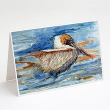 Load image into Gallery viewer, Pelican in the water Greeting Cards -  Blank Note Cards – 8-Pack of Artist-Designed Cards with Envelopes