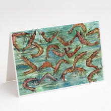 Load image into Gallery viewer, Catch of Shrimp Greeting Cards -  Blank Note Cards – 8-Pack of Artist-Designed Cards with Envelopes
