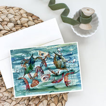 Load image into Gallery viewer, Crabs, Shrimp and Oysters in Water Greeting Cards -  Blank Note Cards – 8-Pack of Artist-Designed Cards with Envelopes