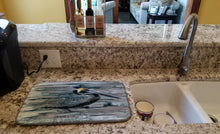 Load image into Gallery viewer, Pelican in Grey Dish Drying Mat – Absorbent, Artistic Kitchen Essentials 8946DDM