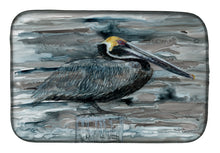 Load image into Gallery viewer, Pelican in Grey Dish Drying Mat – Absorbent, Artistic Kitchen Essentials 8946DDM