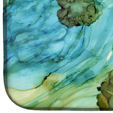 Load image into Gallery viewer, Abstract in Teal Flowers Dish Drying Mat – Absorbent, Artistic Kitchen Essentials 8952DDM