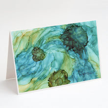 Load image into Gallery viewer, Abstract in Teal Flowers Greeting Cards -  Blank Note Cards – 8-Pack of Artist-Designed Cards with Envelopes