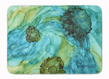 Load image into Gallery viewer, Abstract in Teal Flowers Machine Washable Memory Foam Mat 8952RUG