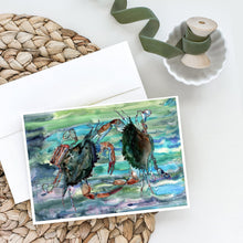 Load image into Gallery viewer, Watery Teal and Purple Crabs Greeting Cards -  Blank Note Cards – 8-Pack of Artist-Designed Cards with Envelopes