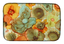 Load image into Gallery viewer, Abstract Flowers Teal and orange Dish Drying Mat – Absorbent, Artistic Kitchen Essentials 8959DDM