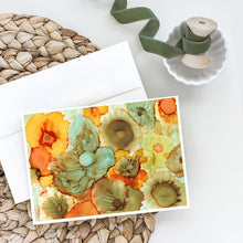 Load image into Gallery viewer, Abstract Flowers Teal and orange Greeting Cards -  Blank Note Cards – 8-Pack of Artist-Designed Cards with Envelopes