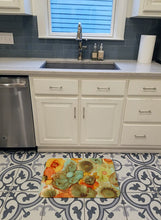 Load image into Gallery viewer, Abstract Flowers Teal and orange Machine Washable Memory Foam Mat 8959RUG