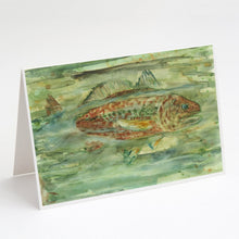 Load image into Gallery viewer, Abstract Red Fish Greeting Cards -  Blank Note Cards – 8-Pack of Artist-Designed Cards with Envelopes