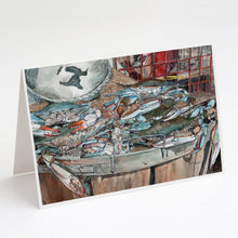 Load image into Gallery viewer, Basket Full of Blue Crabs Greeting Cards -  Blank Note Cards – 8-Pack of Artist-Designed Cards with Envelopes