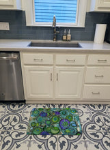 Load image into Gallery viewer, Abstract in Blues and Greens Machine Washable Memory Foam Mat 8962RUG