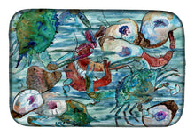 Load image into Gallery viewer, Watery Shrimp, Crabs and Oysters Dish Drying Mat – Absorbent, Artistic Kitchen Essentials 8964DDM