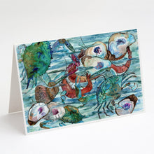 Load image into Gallery viewer, Watery Shrimp, Crabs and Oysters Greeting Cards -  Blank Note Cards – 8-Pack of Artist-Designed Cards with Envelopes
