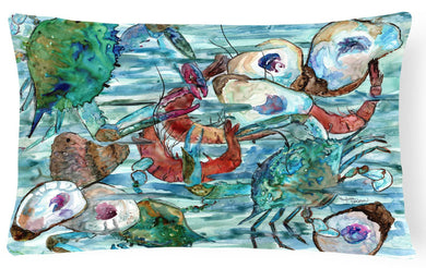 Watery Shrimp, Crabs and Oysters Fabric Decorative Pillow 8964PW1216