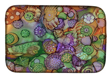 Load image into Gallery viewer, Abstract in Purple Green and Orange Dish Drying Mat – Absorbent, Artistic Kitchen Essentials 8971DDM