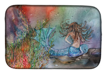 Load image into Gallery viewer, Brunette Mermaid Water Fantasy Dish Drying Mat – Absorbent, Artistic Kitchen Essentials 8972DDM
