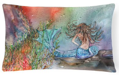 Brunette Mermaid Water Fantasy Fabric Decorative Pillow 8972PW1216