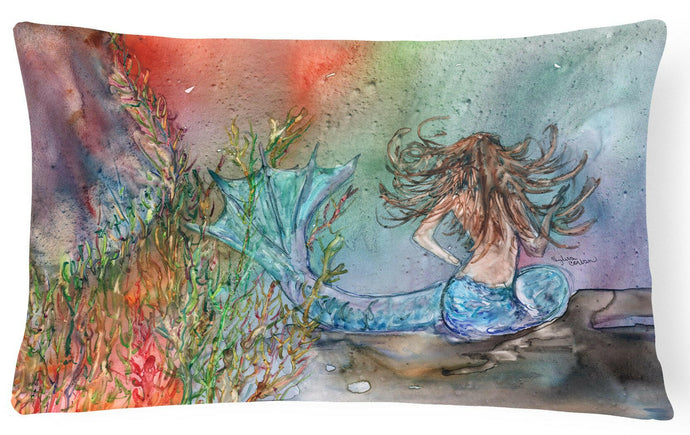 Brunette Mermaid Water Fantasy Fabric Decorative Pillow 8972PW1216