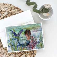 Load image into Gallery viewer, Brunette Mermaid Coral Fantasy Greeting Cards -  Blank Note Cards – 8-Pack of Artist-Designed Cards with Envelopes