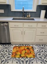 Load image into Gallery viewer, Abstract in Orange and Greens Machine Washable Memory Foam Mat 8976RUG