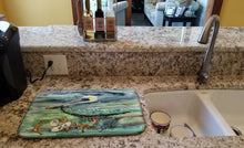 Load image into Gallery viewer, Watery Pelican, Shrimp, Crab and Oysters Dish Drying Mat – Absorbent, Artistic Kitchen Essentials 8978DDM