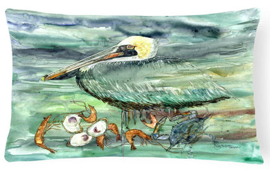 Watery Pelican, Shrimp, Crab and Oysters Fabric Decorative Pillow 8978PW1216