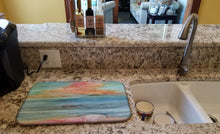 Load image into Gallery viewer, Abstract Rainbow Dish Drying Mat – Absorbent, Artistic Kitchen Essentials 8979DDM