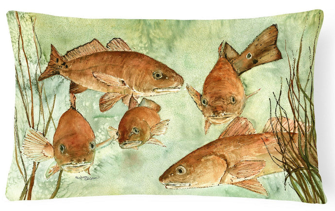 Red Fish Swim Fabric Decorative Pillow 8983PW1216