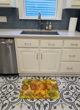 Load image into Gallery viewer, Abstract Flowers in Yellows and Oranges Machine Washable Memory Foam Mat 8986RUG