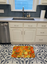 Load image into Gallery viewer, Abstract Flowers in Oranges and Yellows Machine Washable Memory Foam Mat 8987RUG