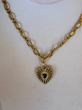 Load image into Gallery viewer, Emerald Centered Heart Charm Necklace