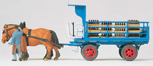 Load image into Gallery viewer, Preiser 30445 HO Scale Horse-Drawn Wagons -- Beer Wagon with 2-Horse Team