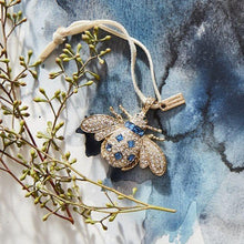 Load image into Gallery viewer, Classic bee hanging ornament, sapphire