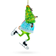 Load image into Gallery viewer, Fox Ice Skating Glass Christmas Ornament