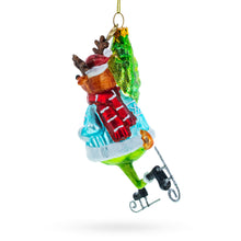 Load image into Gallery viewer, Fox Ice Skating Glass Christmas Ornament