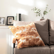 Load image into Gallery viewer, DaDa Bedding Amber Orange Brown &amp; White Cozy Faux Fur Euro Throw Pillow Cover (M3396)
