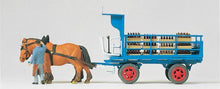 Load image into Gallery viewer, Preiser 30445 HO Scale Horse-Drawn Wagons -- Beer Wagon with 2-Horse Team