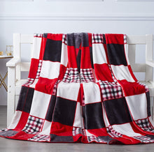 Load image into Gallery viewer, Tache Holiday Red Farmhouse Plaid Patchwork Flannel Throw Blanket (4025)