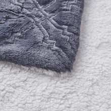 Load image into Gallery viewer, Tache Faux Fur Steel Navy Blue Diamond Trellis Pattern Throw Blanket (3390)