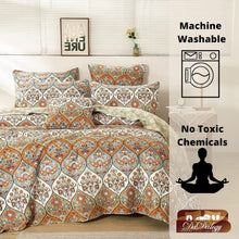 Load image into Gallery viewer, DaDa Bedding Bohemian Floral Paisley Garden Coral Teal Quilted Bedspread Set (LH1403)